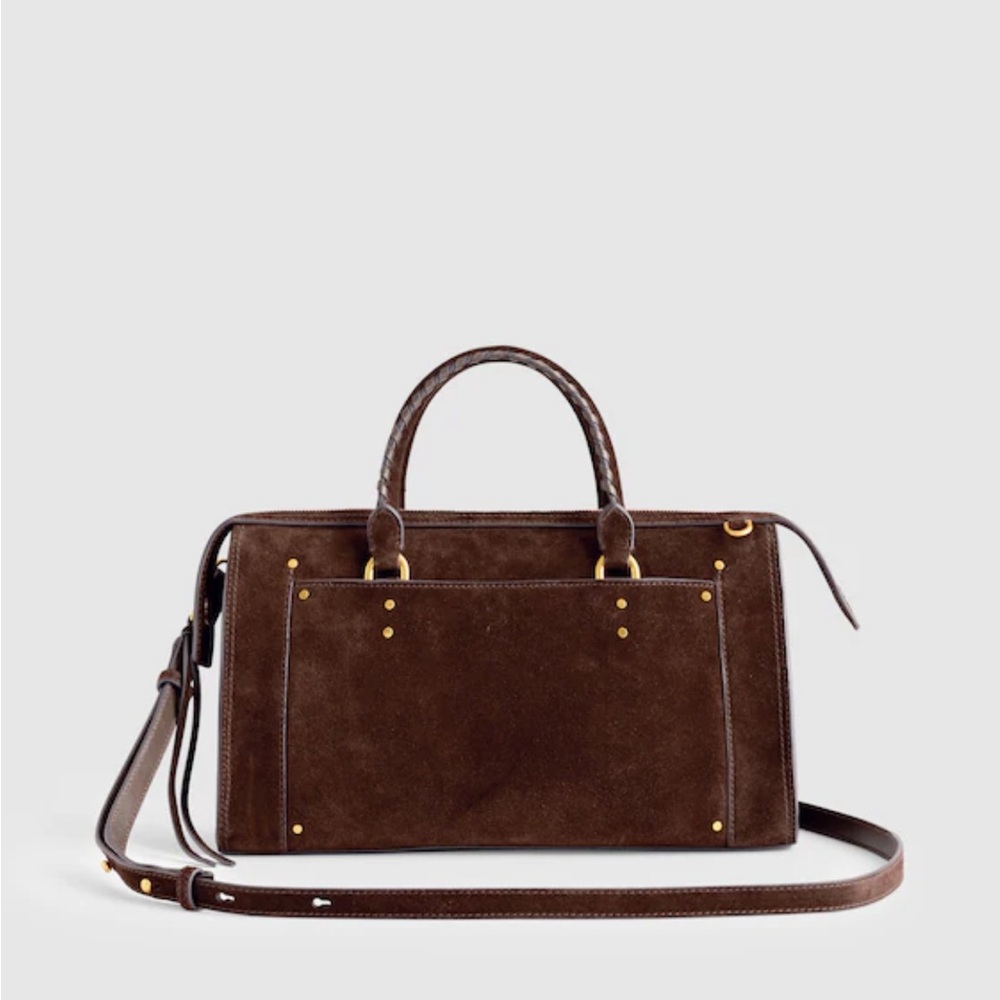 Madewell The Whipstitched Satchel Bag‎ Suede Coffee Bean NEW